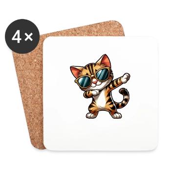 Bengal Cat Makes Dab Comic - Coasters (set of 4) - white - Front