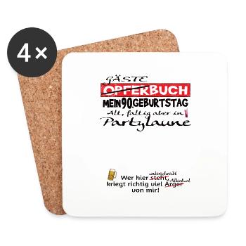 90th Birthday Man and Woman Guestbook - Coasters (set of 4) - white - Front