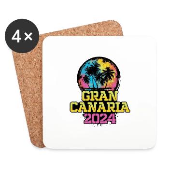 Gran Canaria 2024 Reise Urlaub - Untersetzer (4er-Set) - Weiß - Vorne
