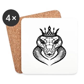 Cobra royal noir et blanc - Dessous de verre (lot de 4) - blanc - Devant