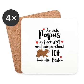 Bester Papa So Viele Papas Ich Hab Den Besten - Untersetzer (4er-Set) - Weiß - Vorne