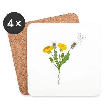 Löwenzahn Pusteblumen Schmetterlinge - Untersetzer (4er-Set) - Weiß - Vorne