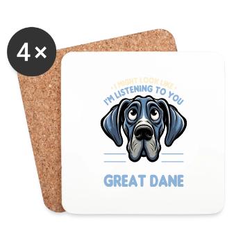 Ich könnte so aussehen, als würde ich Deutsch der Deutschen Dogge hören - Untersetzer (4er-Set) - Weiß - Vorne