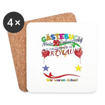 90th Birthday Man and Woman Guestbook - Coasters (set of 4) - white - Front