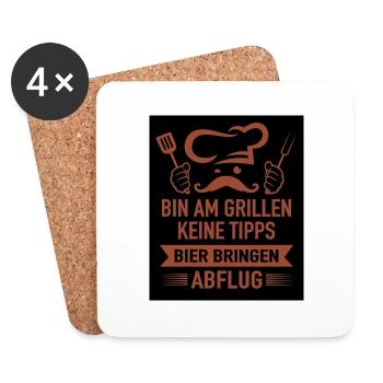 Grillsaison - Untersetzer (4er-Set) - Weiß - Vorne