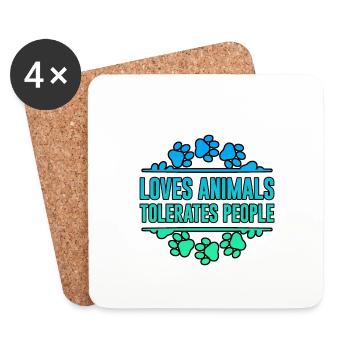 Aime les animaux Tolère les gens 2 - Dessous de verre (lot de 4) - blanc - Devant