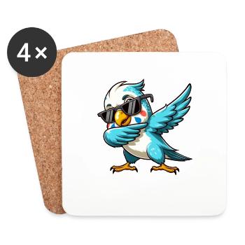 Cockatoo Dabbing Action Funny Bird Motif - Coasters (set of 4) - white - Front