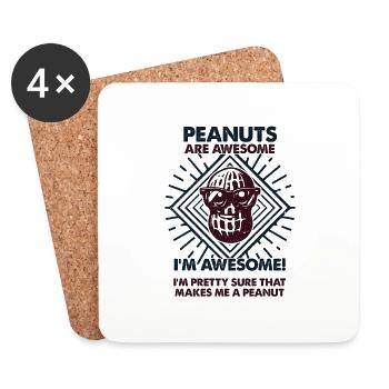 Les cacahuètes sont excellentes - Mama Dad - Dessous de verre (lot de 4) - blanc - Devant