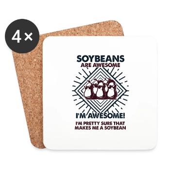 Le soja est excellent - Mama Dad - Dessous de verre (lot de 4) - blanc - Devant