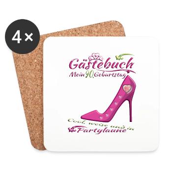90th Birthday Man and Woman Guestbook - Coasters (set of 4) - white - Front