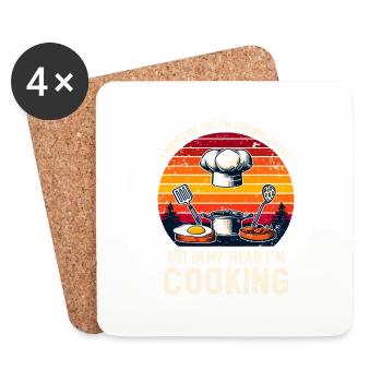 I Might Look Like I'm Listening To You Cooking - Coasters (set of 4) - white - Front