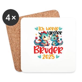 Nachwuchs Verkünden | Ich Werde Großer Bruder 2025 - Untersetzer (4er-Set) - Weiß - Vorne