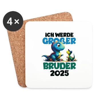Nachwuchs Verkünden | Ich Werde Großer Bruder 2025 - Untersetzer (4er-Set) - Weiß - Vorne