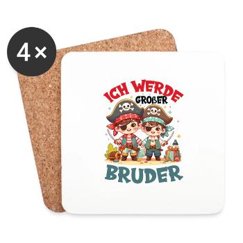Nachwuchs Verkünden | Ich Werde Großer Bruder 2025 - Untersetzer (4er-Set) - Weiß - Vorne