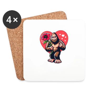 Bigfoot with Flower - Spring Love - Coasters (set of 4) - white - Front
