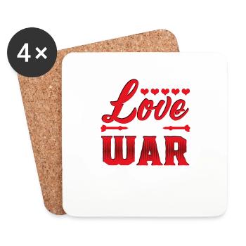 All's Fair In Love And War T-Shirt Graphic Novelty - Coasters (set of 4) - white - Front