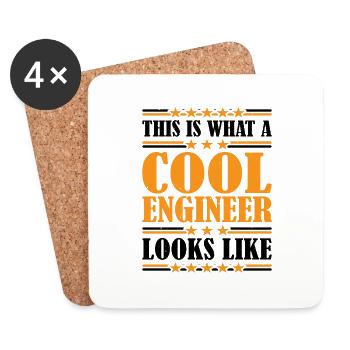 This Is What A Cool Engineer Looks Like 3 - Untersetzer (4er-Set) - Weiß - Vorne