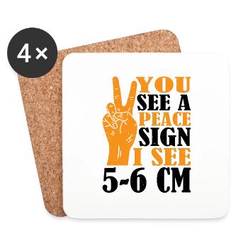 Tu vois un signe de paix, je vois 5-6 cm 3 - Dessous de verre (lot de 4) - blanc - Devant