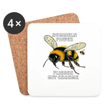 BUMBLEBEE POWER FLIES WITH CHARM - Coasters (set of 4) - white - Front
