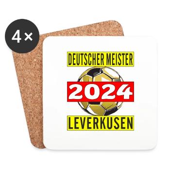 DEUTSCHER MEISTER 2024 LEVERKUSEN - Untersetzer (4er-Set) - Weiß - Vorne
