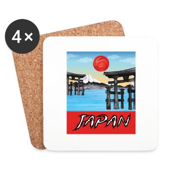 Vintage Japan Traveling Poster Lovely - Coasters (set of 4) - white - Front