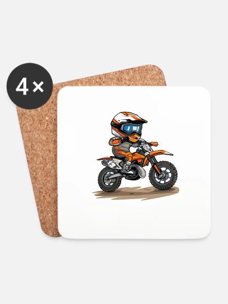 Motocross pour enfants - Dessous de verre (lot de 4) - blanc