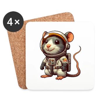 Space Adventure: Mouse & Rat as Astronauts - Coasters (set of 4) - white - Front