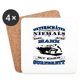 Unterschätze niemals einen alten Mann - Surfen - Untersetzer (4er-Set) - Weiß - Vorne
