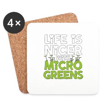 Life Is Nicer With Microgreens Gärtnern Microgreen - Coasters (set of 4) - white - Front