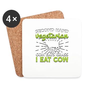 Second Hand Vegetarian Cow Eats Grass Für - Untersetzer (4er-Set) - Weiß - Vorne