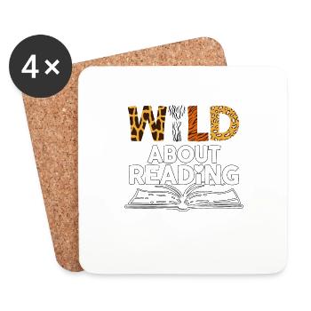 Wild About Reading for Bookworms - Coasters (set of 4) - white - Front