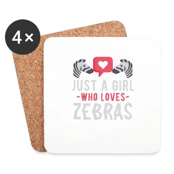 Juste une fille qui aime les zèbres, les animaux à rayures drôles - Dessous de verre (lot de 4) - blanc - Devant