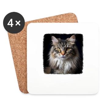 Ragamuffin Chaton Ragamuffin Chat - Dessous de verre (lot de 4) - blanc - Devant