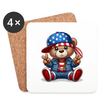 Cooler Teddybär - Untersetzer (4er-Set) - Weiß - Vorne