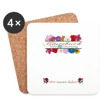 90th Birthday Man and Woman Guestbook - Coasters (set of 4) - white - Front