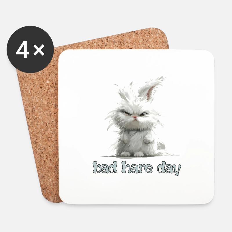 Funny pun Bad Hare day funny bunny - Coasters (set of 4) - white