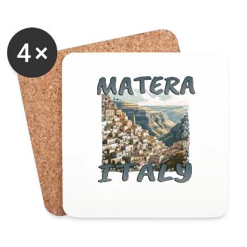 Matera, Italie : vieille ville grunge dans les rochers - Dessous de verre (lot de 4) - blanc - Devant