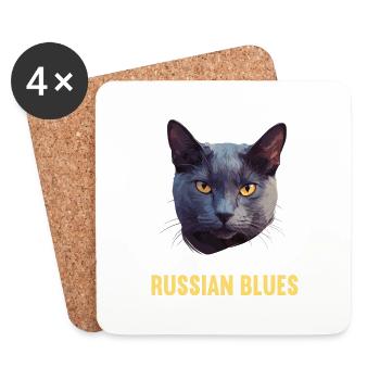 Chat bleu russe Russisch Blau Katze - Dessous de verre (lot de 4) - blanc - Devant