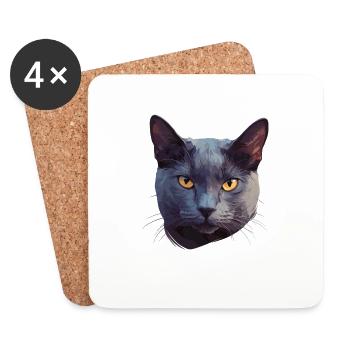 Chat bleu russe Russisch Blau Katze - Dessous de verre (lot de 4) - blanc - Devant