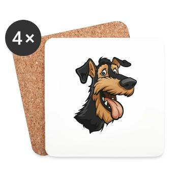Airedale Terrier Geschenk | Cartoon Artwork - Untersetzer (4er-Set) - Weiß - Vorne