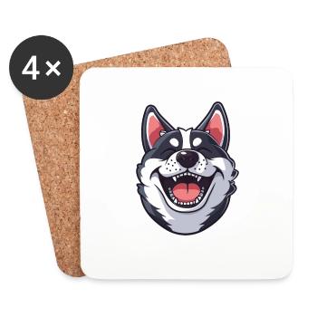 Cadeau d’Akita américain | Illustration de dessin animé - Dessous de verre (lot de 4) - blanc - Devant