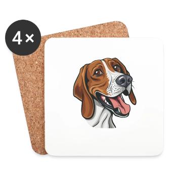 American Foxhound Geschenk | Cartoon Artwork - Untersetzer (4er-Set) - Weiß - Vorne