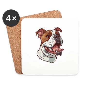 American Bulldog Gift | Cartoon Artwork - Coasters (set of 4) - white - Front