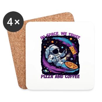 Pizza & Coffee Area - Coasters (set of 4) - white - Front
