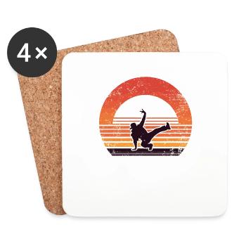 Rétro coucher de soleil danse danse danseuse - Dessous de verre (lot de 4) - blanc - Devant