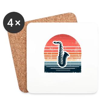 Saxophone Marching Band Saxophonist Musician Sax - Coasters (set of 4) - white - Front