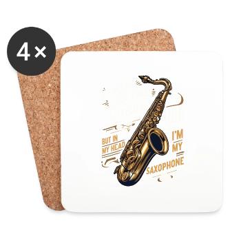 Saxophone Marching Band Saxophonist Musician Sax - Coasters (set of 4) - white - Front