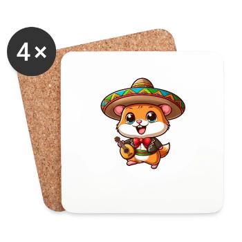 Cinco de Mayo Hamster: Süßer Mariachi-Gitarrist - Untersetzer (4er-Set) - Weiß - Vorne