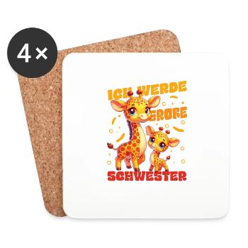 Nachwuchs Verkünden Ich Werde Große Schwester 2025 - Untersetzer (4er-Set) - Weiß - Vorne