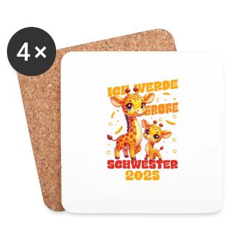 Nachwuchs Verkünden Ich Werde Große Schwester 2025 - Untersetzer (4er-Set) - Weiß - Vorne